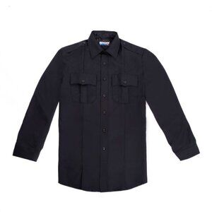 Bauer Long Sleeve Rayon Button Up Shirt, Men's Size 18.5 34/35 - Black